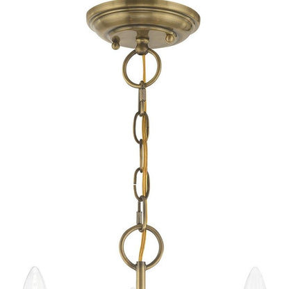 Antiqued Brass Three Light Metal Dimmable Chandelier With Shades HomeRoots
