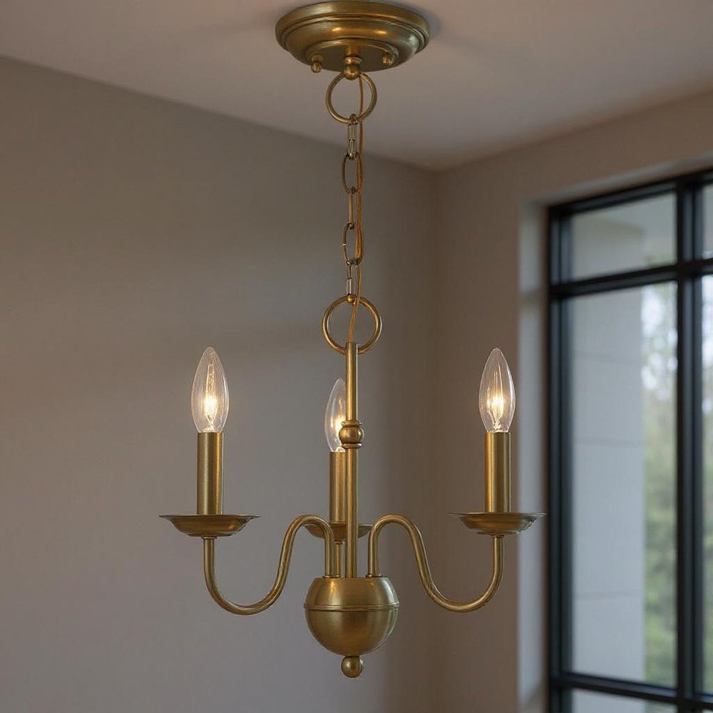 Antiqued Brass Three Light Metal Dimmable Chandelier With Shades HomeRoots