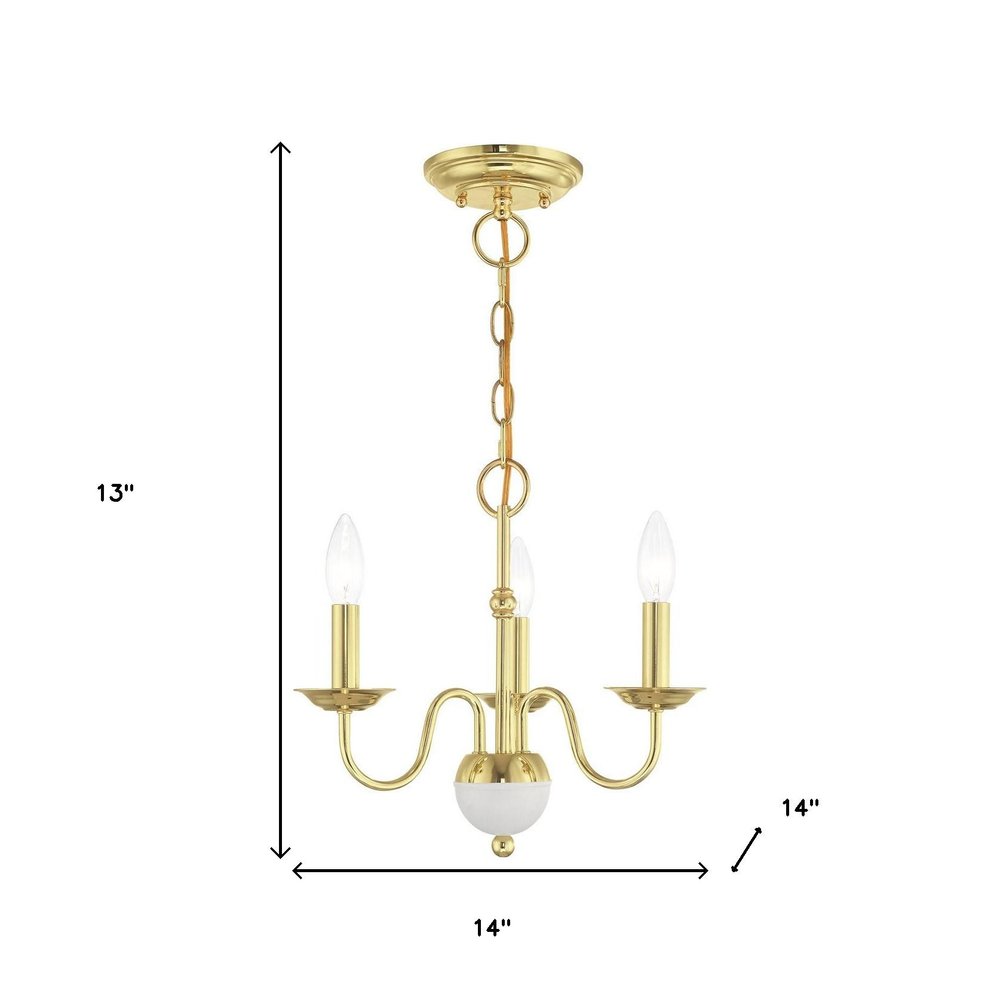 Brass Three Light Metal Dimmable Chandelier With Shades HomeRoots