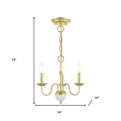 Brass Three Light Metal Dimmable Chandelier With Shades HomeRoots