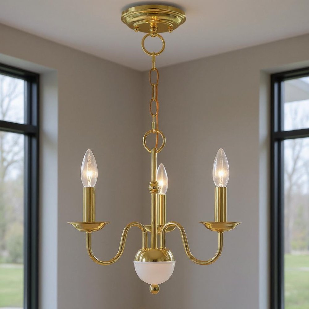 Brass Three Light Metal Dimmable Chandelier With Shades HomeRoots