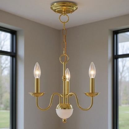 Brass Three Light Metal Dimmable Chandelier With Shades HomeRoots