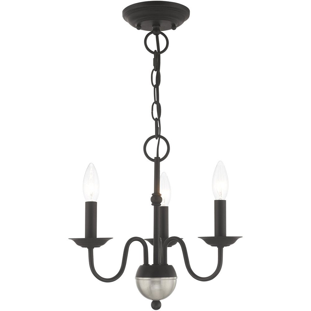 Black Three Light Metal Dimmable Chandelier With Shades HomeRoots