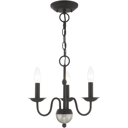 Black Three Light Metal Dimmable Chandelier With Shades HomeRoots