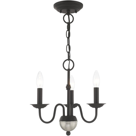 Black Three Light Metal Dimmable Chandelier With Shades HomeRoots
