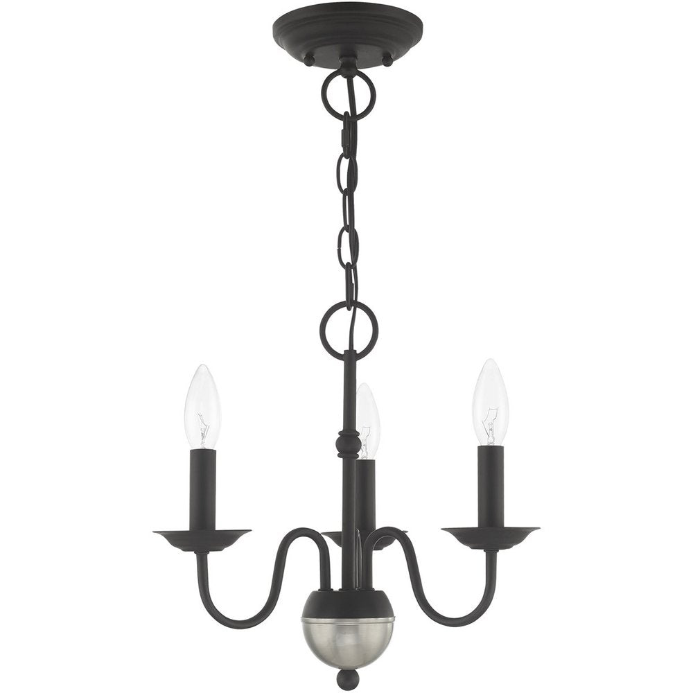 Black Three Light Metal Dimmable Chandelier With Shades HomeRoots