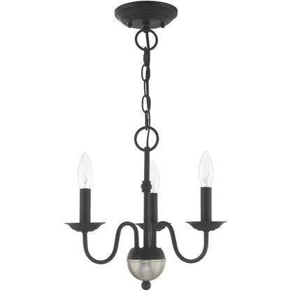 Black Three Light Metal Dimmable Chandelier With Shades HomeRoots