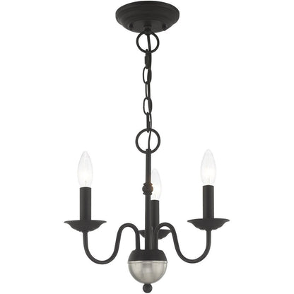Black Three Light Metal Dimmable Chandelier With Shades HomeRoots