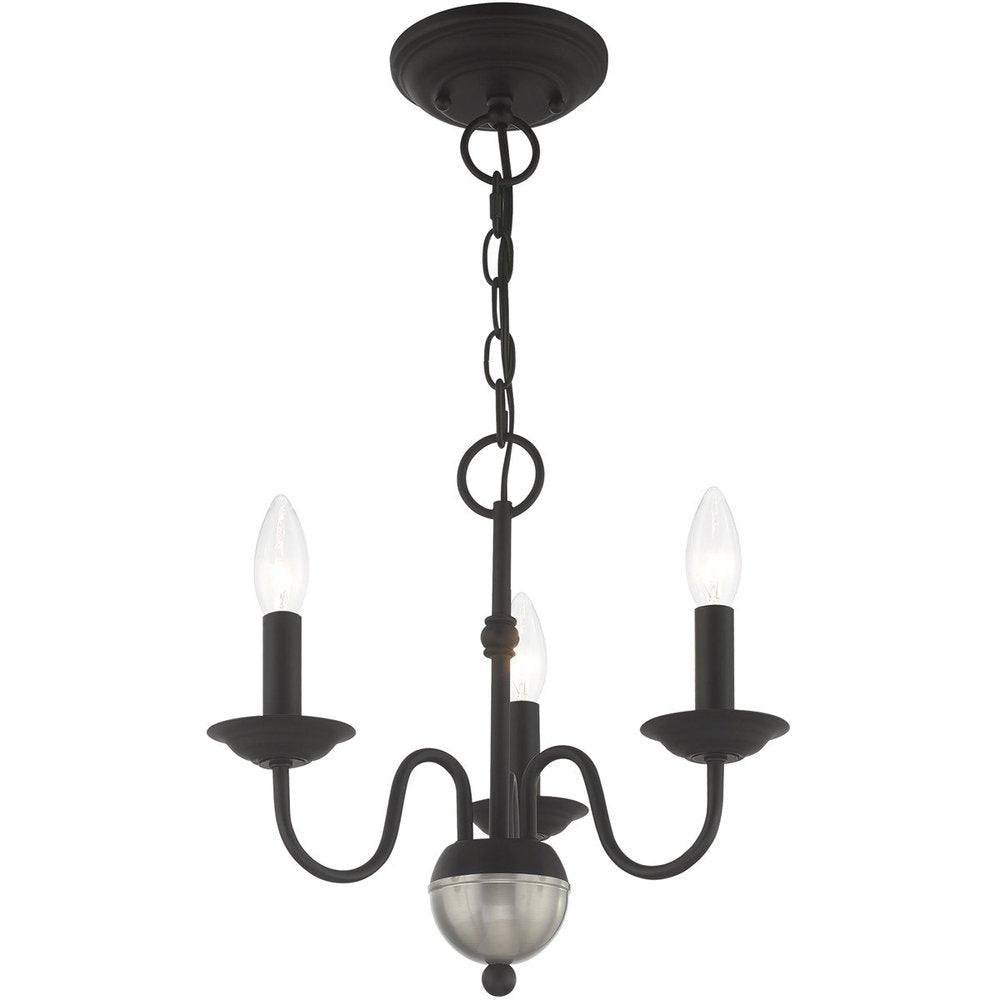 Black Three Light Metal Dimmable Chandelier With Shades HomeRoots