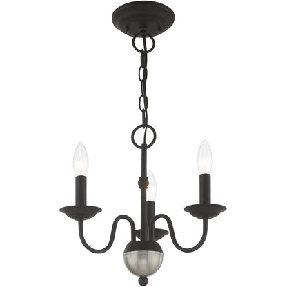 Black Three Light Metal Dimmable Chandelier With Shades HomeRoots