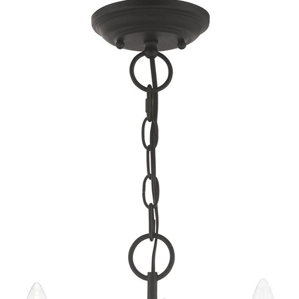 Black Three Light Metal Dimmable Chandelier With Shades HomeRoots