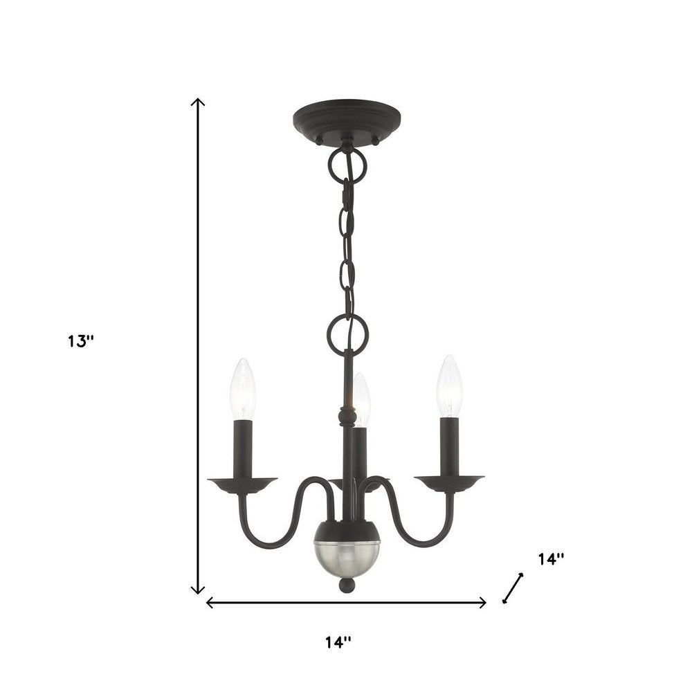 Black Three Light Metal Dimmable Chandelier With Shades HomeRoots