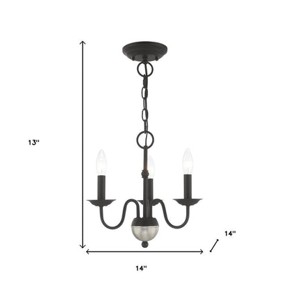 Black Three Light Metal Dimmable Chandelier With Shades HomeRoots