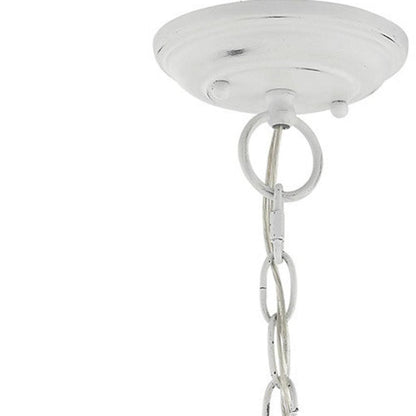 Antiqued White Three Light Metal Dimmable Chandelier With Shades HomeRoots