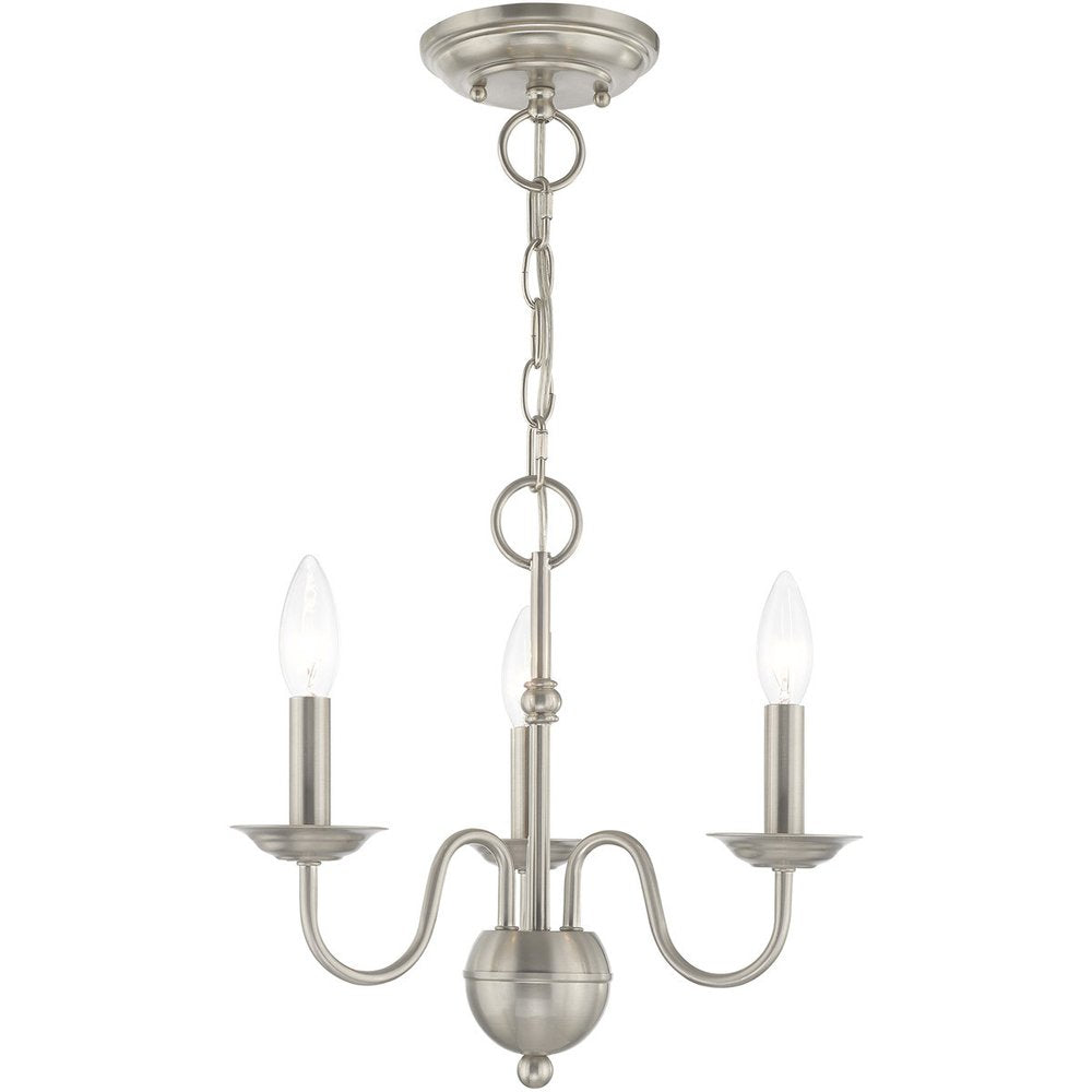 Nickel Three Light Metal Dimmable Chandelier With Shades HomeRoots