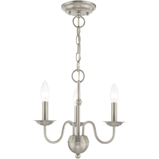 Nickel Three Light Metal Dimmable Chandelier With Shades HomeRoots