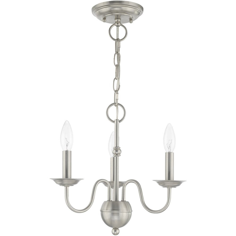 Nickel Three Light Metal Dimmable Chandelier With Shades HomeRoots