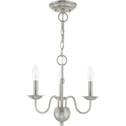 Nickel Three Light Metal Dimmable Chandelier With Shades HomeRoots