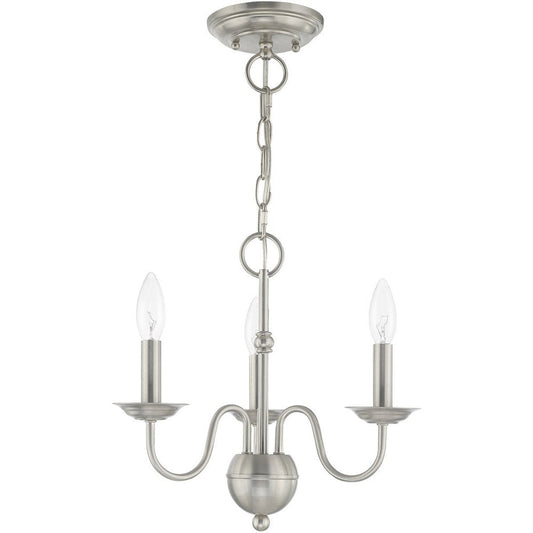 Nickel Three Light Metal Dimmable Chandelier With Shades HomeRoots