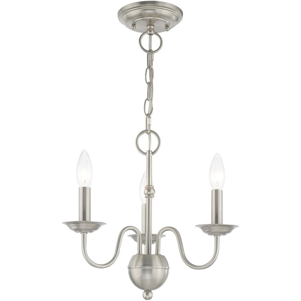 Nickel Three Light Metal Dimmable Chandelier With Shades HomeRoots