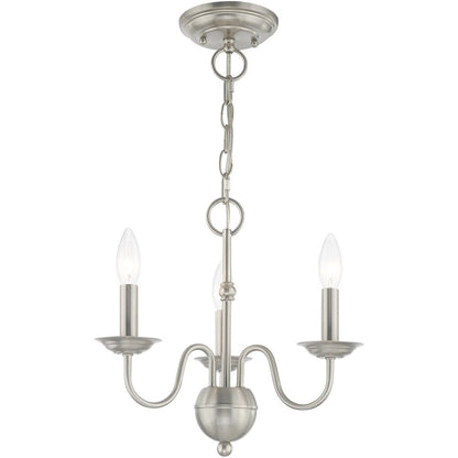 Nickel Three Light Metal Dimmable Chandelier With Shades HomeRoots