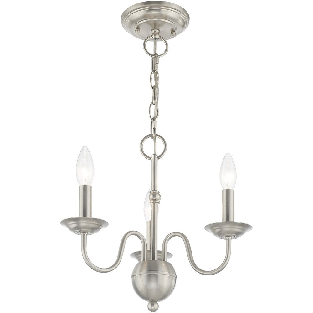 Nickel Three Light Metal Dimmable Chandelier With Shades HomeRoots