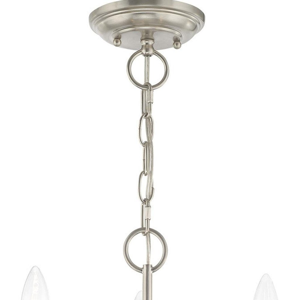 Nickel Three Light Metal Dimmable Chandelier With Shades HomeRoots