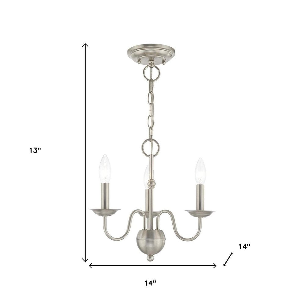 Nickel Three Light Metal Dimmable Chandelier With Shades HomeRoots