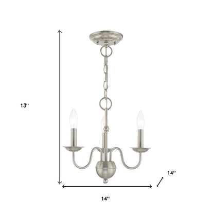 Nickel Three Light Metal Dimmable Chandelier With Shades HomeRoots