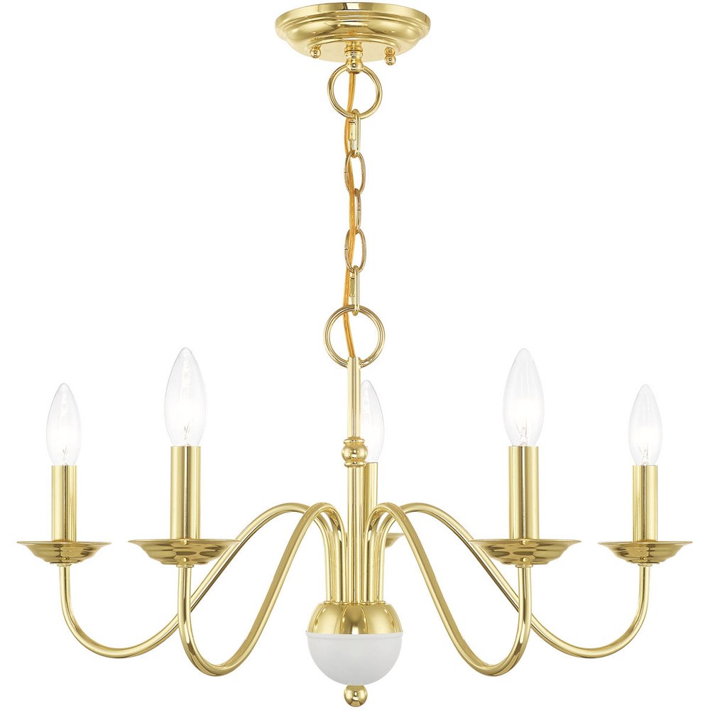 Brass Five Light Metal Dimmable Chandelier With Shades HomeRoots
