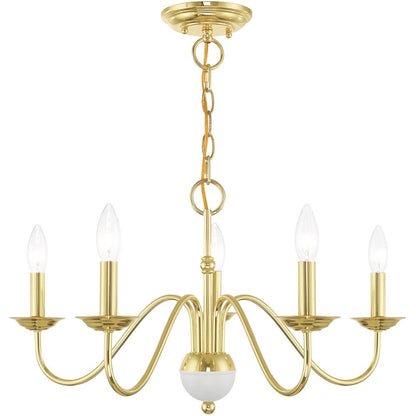 Brass Five Light Metal Dimmable Chandelier With Shades HomeRoots