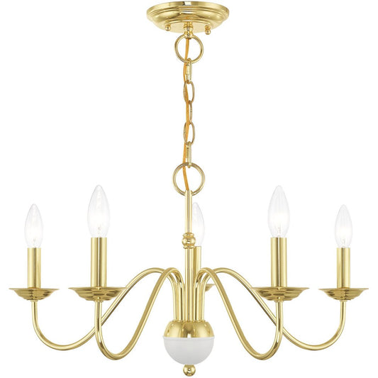 Brass Five Light Metal Dimmable Chandelier With Shades HomeRoots