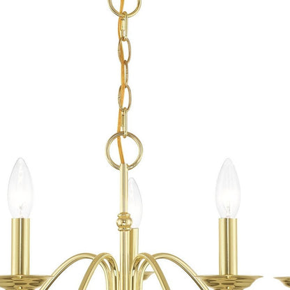 Brass Five Light Metal Dimmable Chandelier With Shades HomeRoots