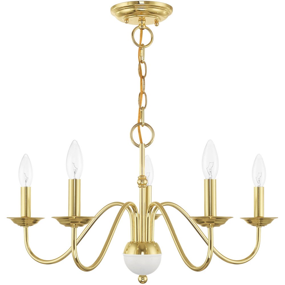 Brass Five Light Metal Dimmable Chandelier With Shades HomeRoots