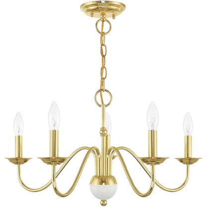 Brass Five Light Metal Dimmable Chandelier With Shades HomeRoots