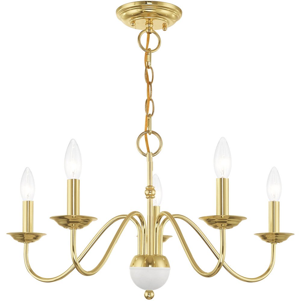 Brass Five Light Metal Dimmable Chandelier With Shades HomeRoots