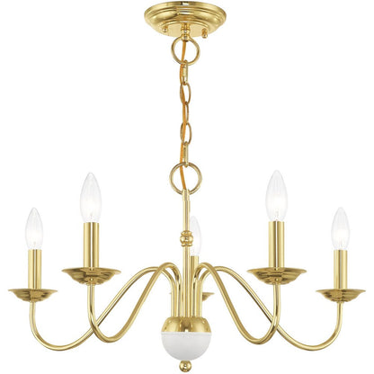 Brass Five Light Metal Dimmable Chandelier With Shades HomeRoots