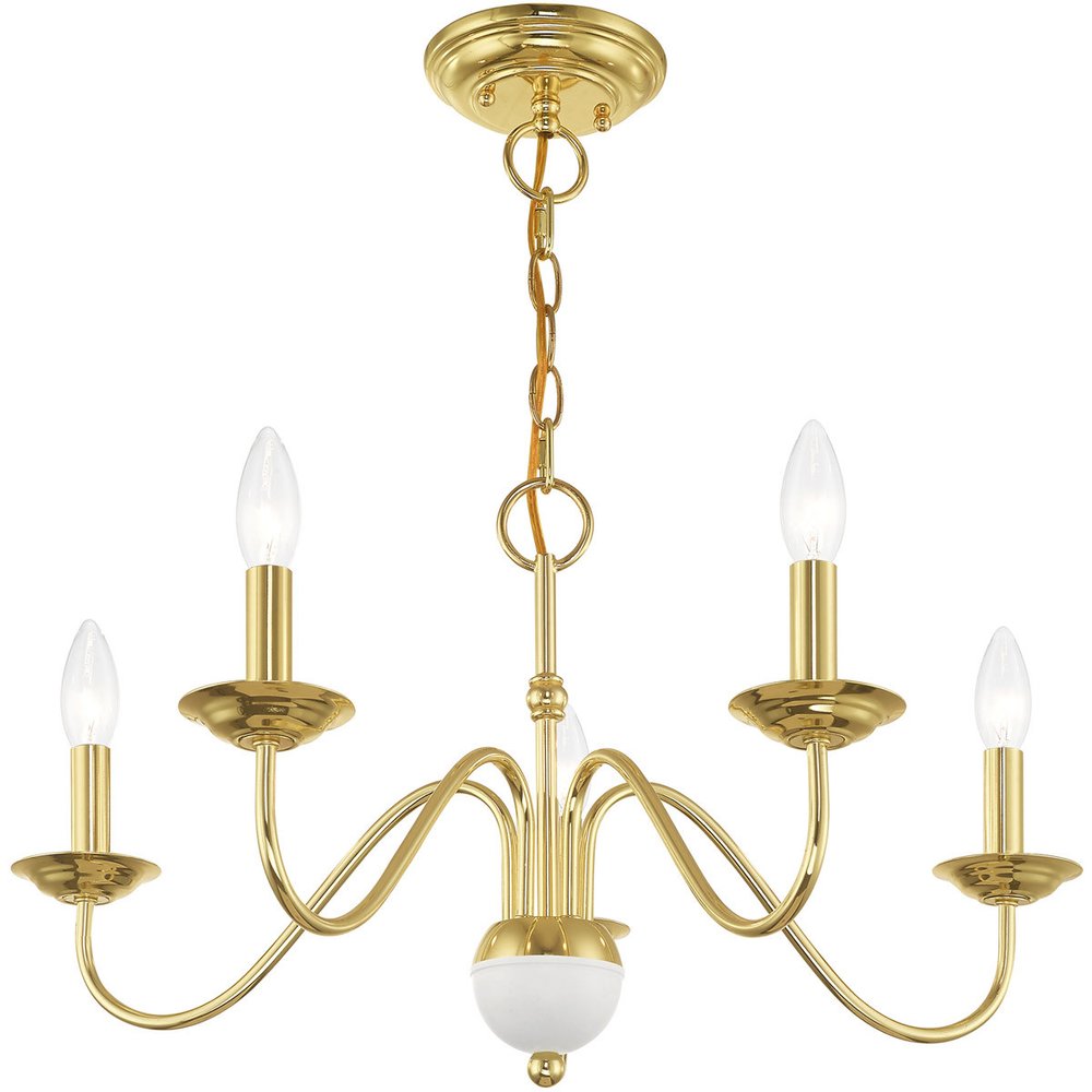Brass Five Light Metal Dimmable Chandelier With Shades HomeRoots