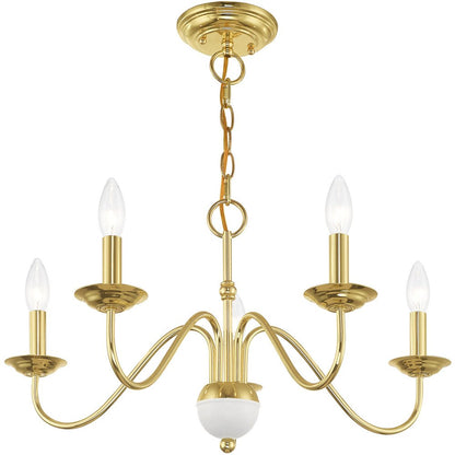 Brass Five Light Metal Dimmable Chandelier With Shades HomeRoots