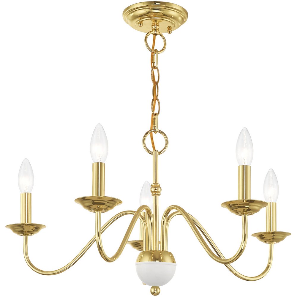 Brass Five Light Metal Dimmable Chandelier With Shades HomeRoots