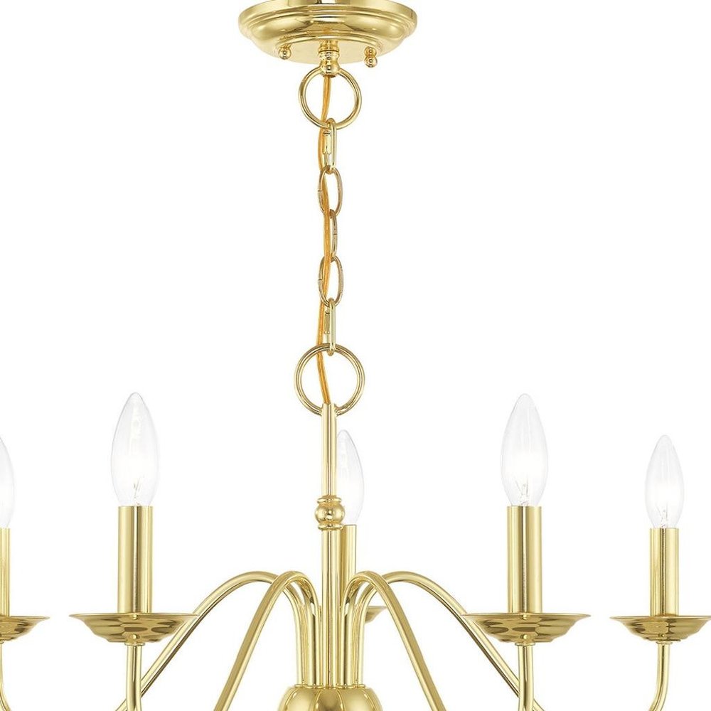 Brass Five Light Metal Dimmable Chandelier With Shades HomeRoots