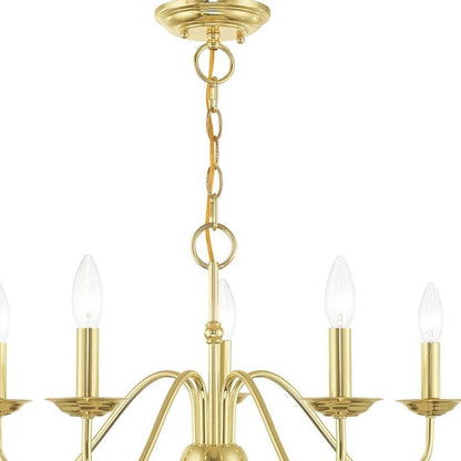 Brass Five Light Metal Dimmable Chandelier With Shades HomeRoots