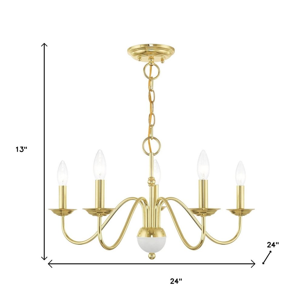 Brass Five Light Metal Dimmable Chandelier With Shades HomeRoots