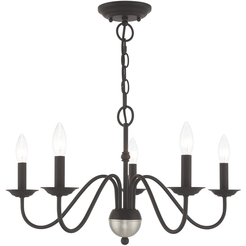 Black Five Light Metal Dimmable Chandelier With Shades HomeRoots