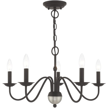 Black Five Light Metal Dimmable Chandelier With Shades HomeRoots