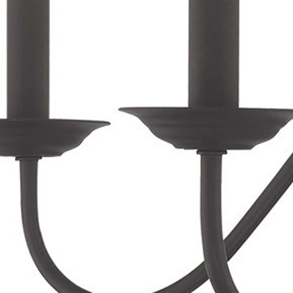 Black Five Light Metal Dimmable Chandelier With Shades HomeRoots