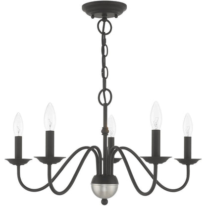 Black Five Light Metal Dimmable Chandelier With Shades HomeRoots