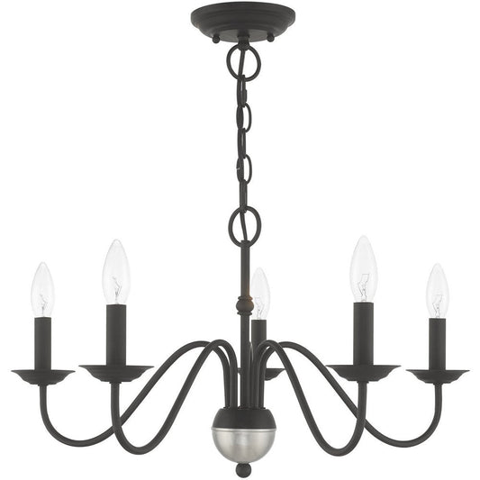 Black Five Light Metal Dimmable Chandelier With Shades HomeRoots
