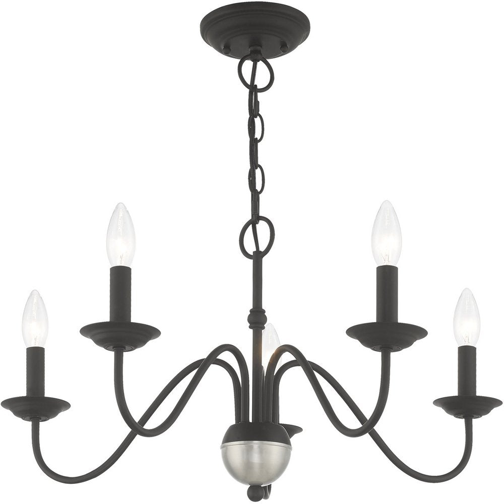 Black Five Light Metal Dimmable Chandelier With Shades HomeRoots