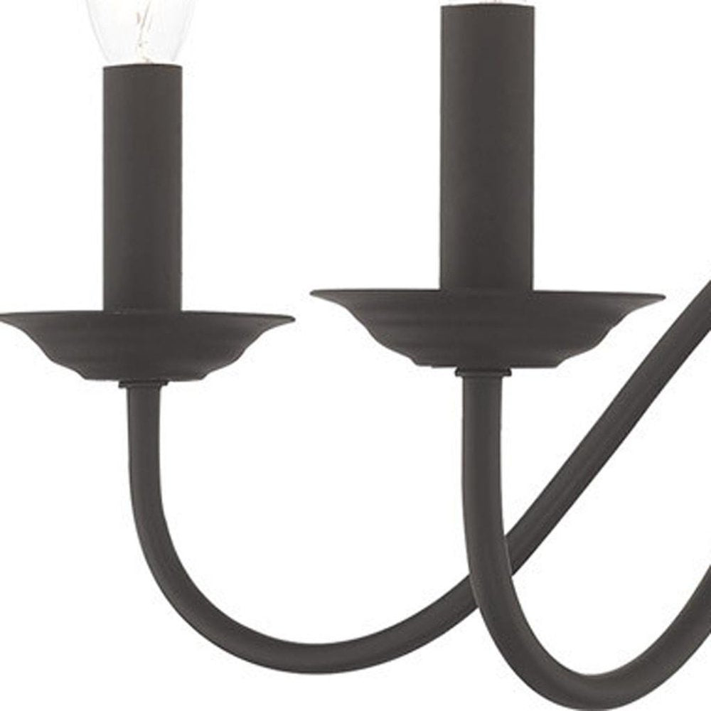 Black Five Light Metal Dimmable Chandelier With Shades HomeRoots